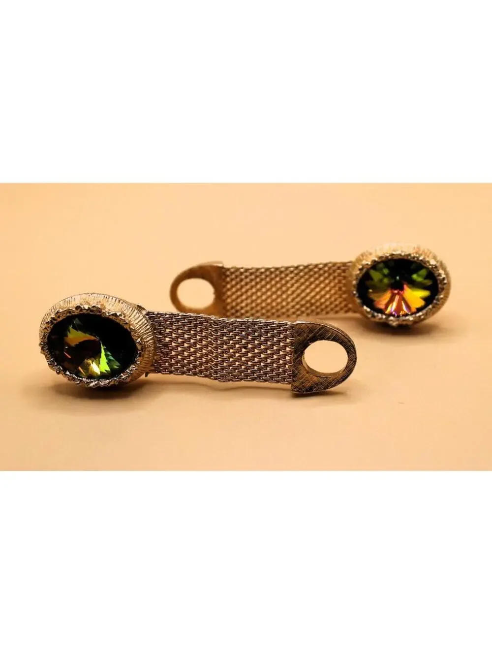 Vintage SWANK Wraparound Rivoli Watermelon Cuff Links